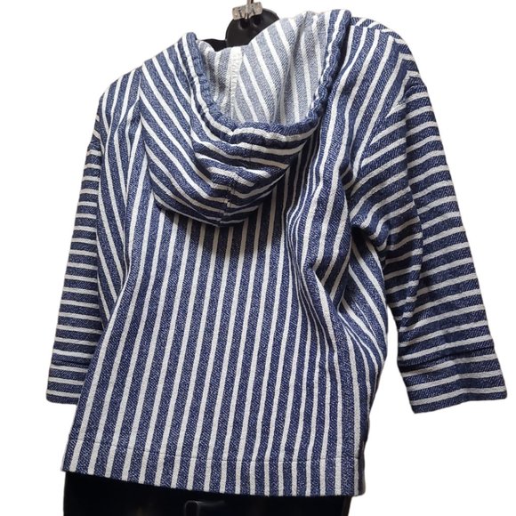 J. Crew Medium Hoodie Striped Long Sleeve Drawstring Sweater Kangaroo Pouch - Picture 2 of 4